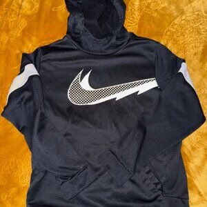 Nike Dri‑Fit Boys Hoodie Size L Black Pullover Athletic Sweatshirt Swoosh Logo